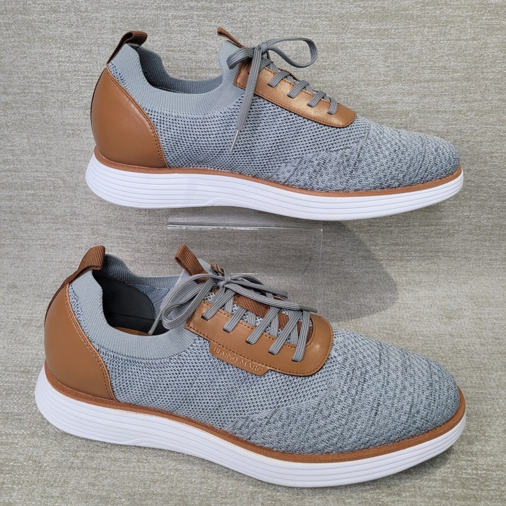 Bruno Marc Mens Mesh Knit Sneakers Grey Brown Casual Oxford Shoes Size 11